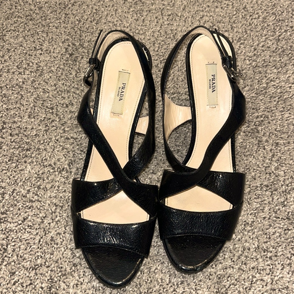 Prada Black Leather Platform Strappy Heels - Authentic!